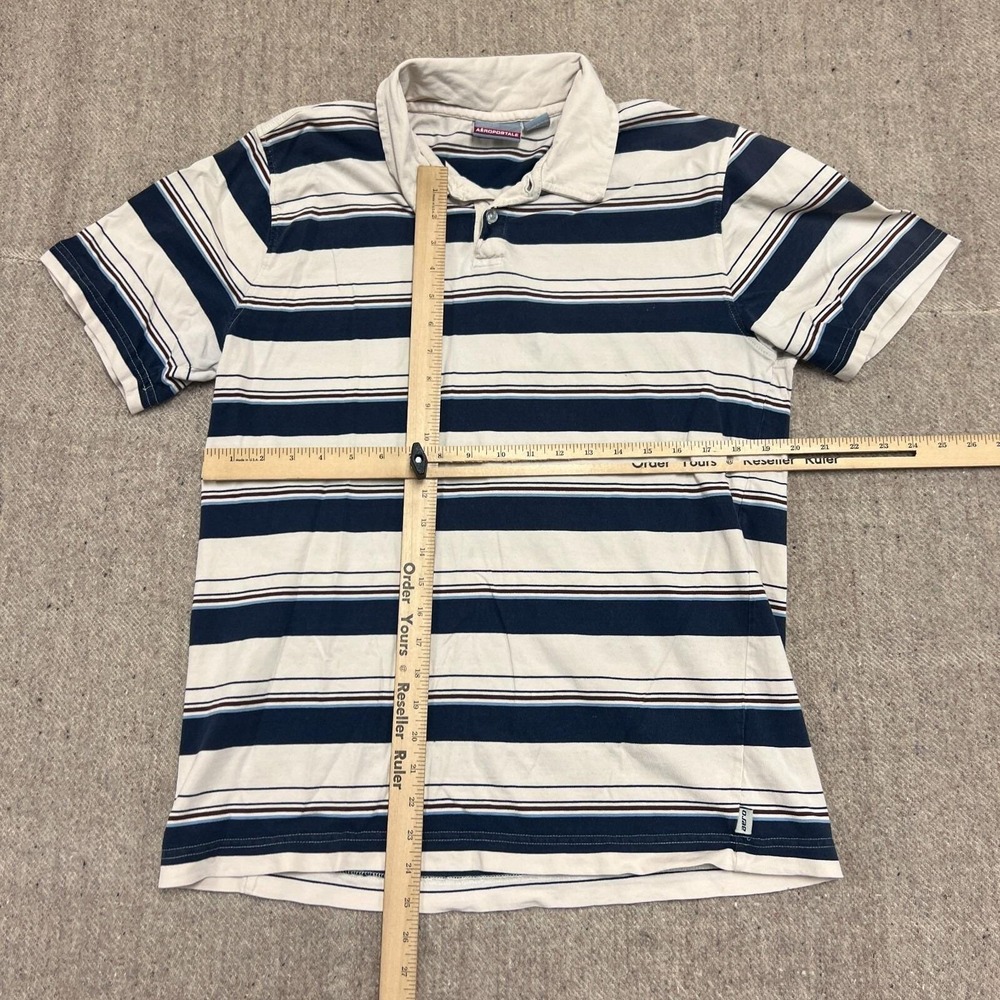 Vintage Aeropostale Polo Shirt Mens Large White 2000s‎ Y2K Striped - Picture 5 of 8